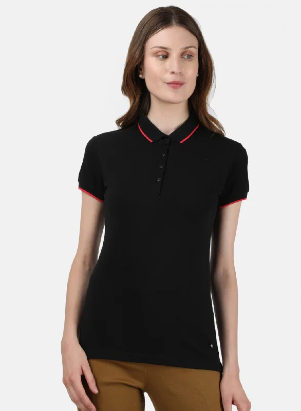 Womens Black Plain T-Shirt