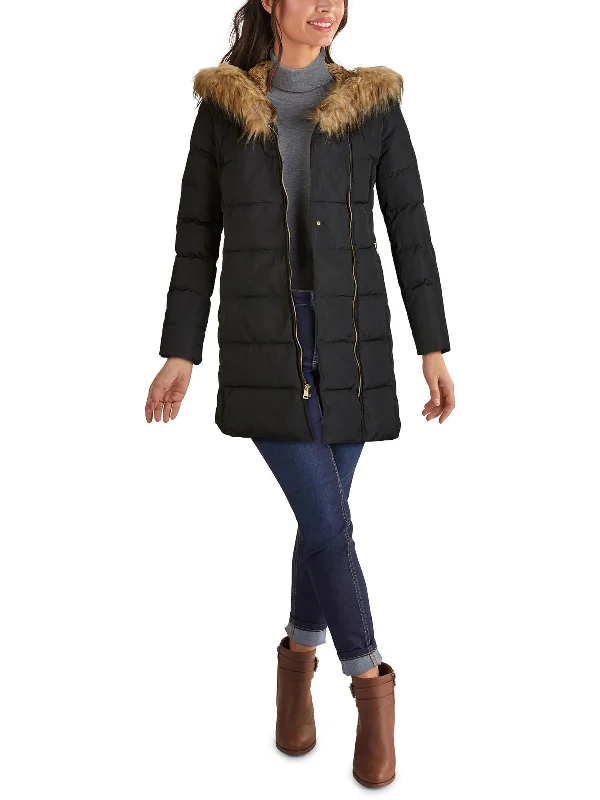 Womens Down Midi Quilted Coat