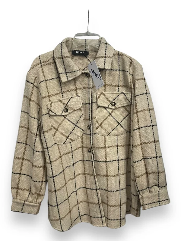 Jacket Shirt By Blue B In Plaid Pattern, Size: M