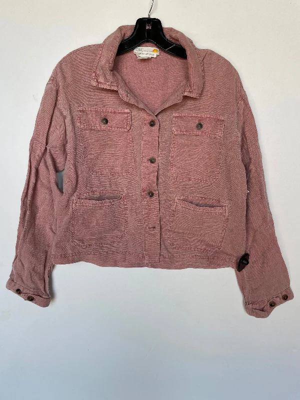 Jacket Shirt By C And C In Pink, Size: Xs