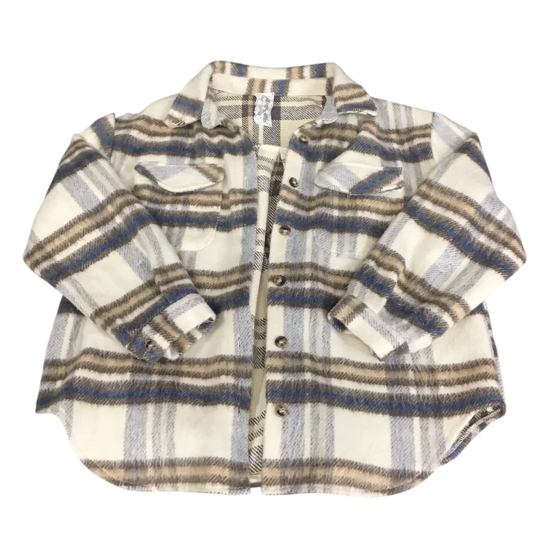 Jacket Shirt By Clothes Mentor In Blue & Brown, Size: L