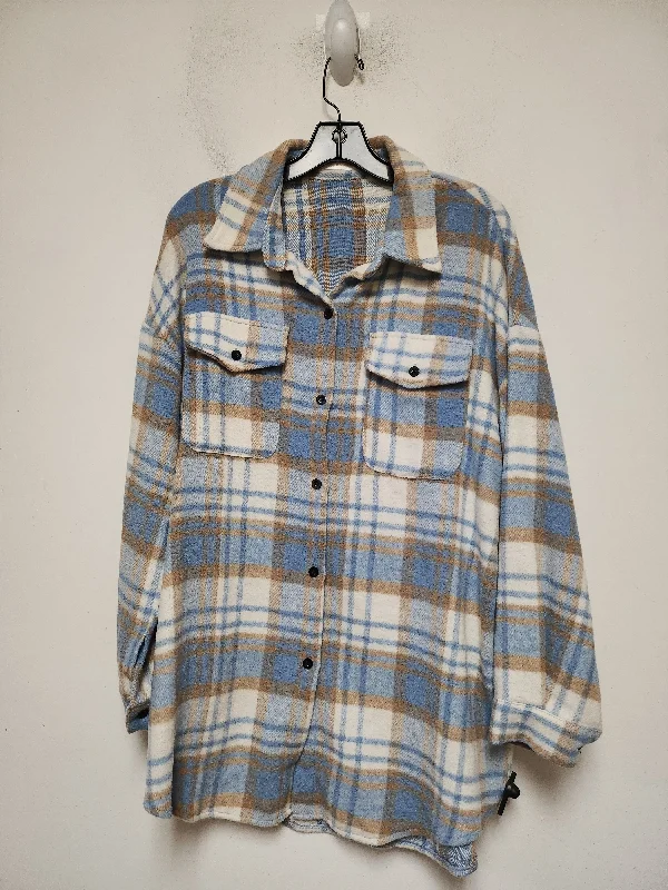 Jacket Shirt By Clothes Mentor In Plaid Pattern, Size: L