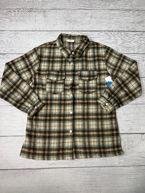 Jacket Shirt By Kori America In Brown, Size: S