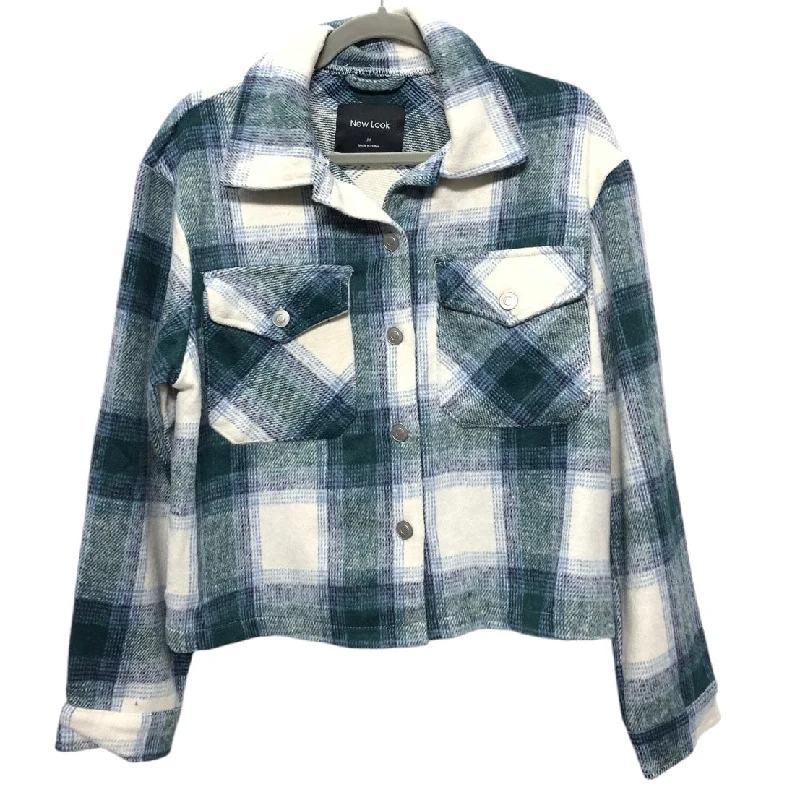 Jacket Shirt By New Look In Plaid Pattern, Size: M