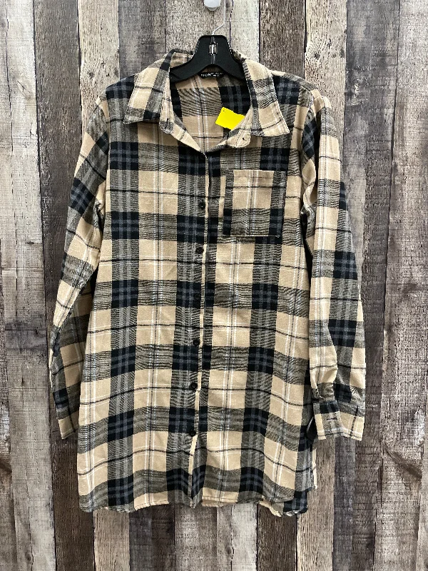 Jacket Shirt By Shein In Plaid Pattern, Size: L