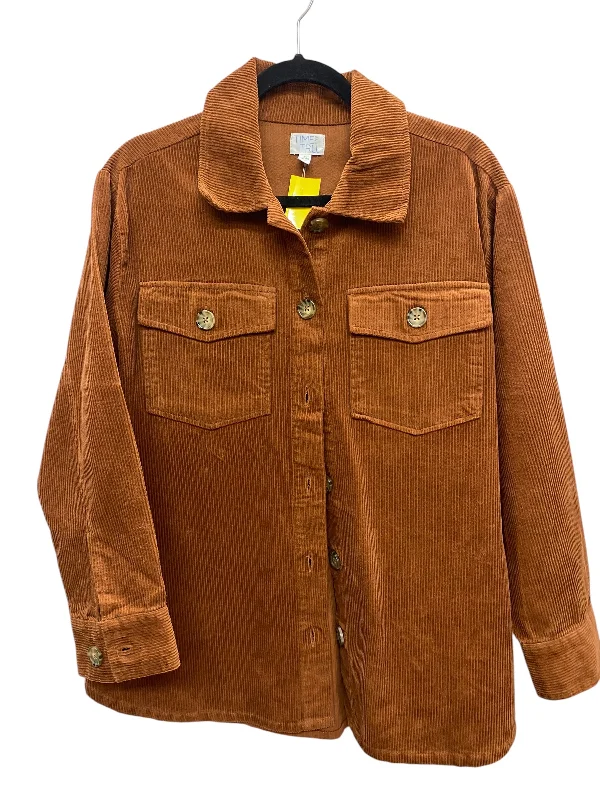 Jacket Shirt By Time And Tru In Brown, Size: M